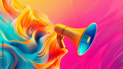 Vibrant abstract background megaphone ideal product launches marketing campaigns