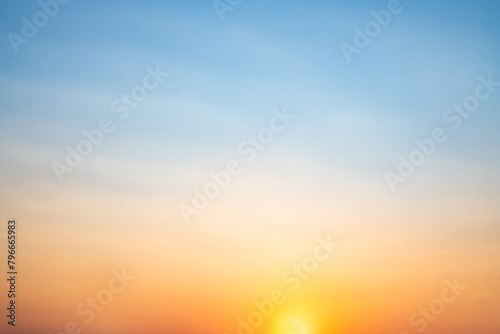 Beautiful , luxury soft gradient orange gold clouds and sunlight on the blue sky perfect for the background, take in everning,Twilight, Large size, high definition landscape photo © ISENGARD