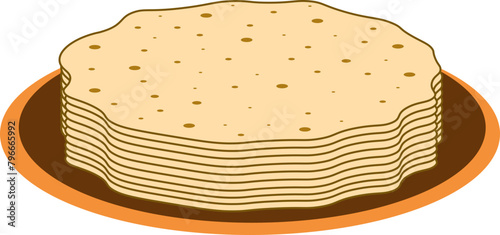 Papad indian food, Gujarati popular food for dinner. Vector Illustration 