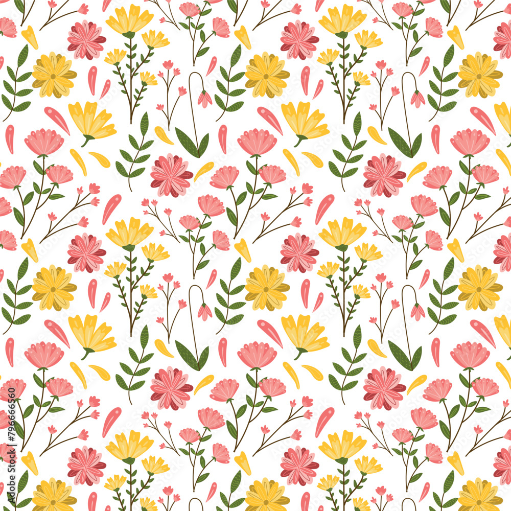 Floral seamless pattern. Vector. Seamless texture with flowers. Endless floral pattern. Abstract Elegance Seamless pattern with floral background.
