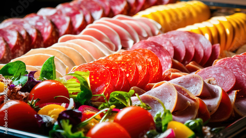 Set of cold meats and vegetables photo