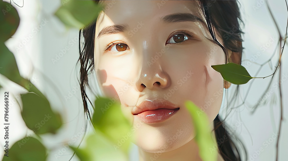 Beautiful young Asian woman with clean fresh skin on white background, Face care, Facial treatment, Cosmetology, beauty and spa, Asian women portrait. Beautiful young Asian woman with clean fresh skin on white background, Face care, Facial treatment, Cosmetology, beauty and spa, Asian women portrait.