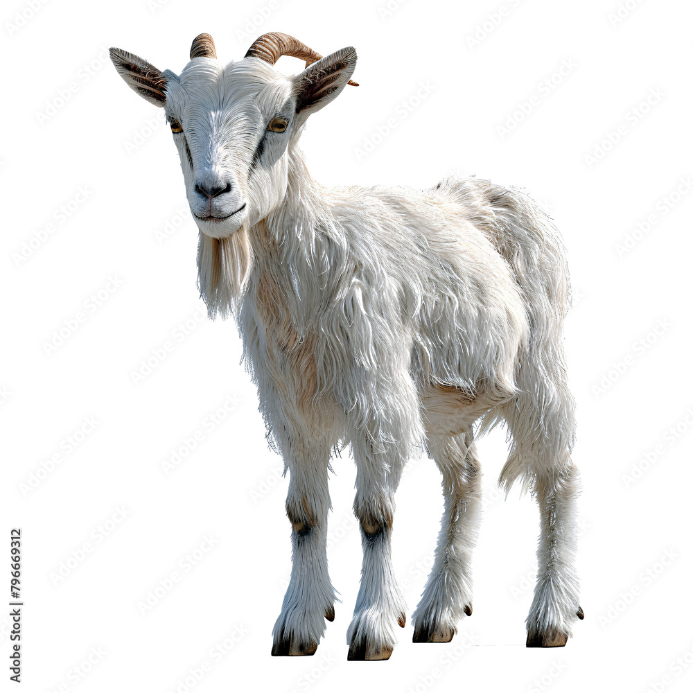 Obraz premium Front view of goat isolated on white or transparent background