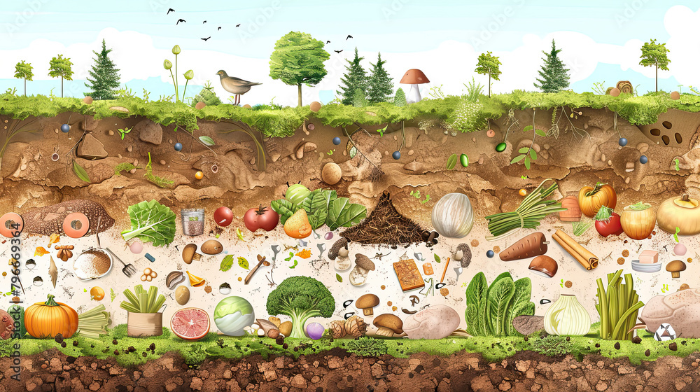 Diagram Detailing The Composting Process From Kitchen Scraps To Diagram Detailing The Composting Process From Kitchen Scraps To