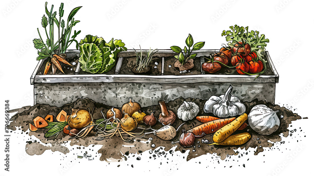 Diagram Detailing The Composting Process From Kitchen Scraps To Diagram Detailing The Composting Process From Kitchen Scraps To