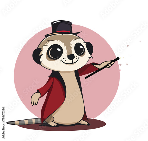 Meerkat Magician Vector Illustration of Artistic Character Design