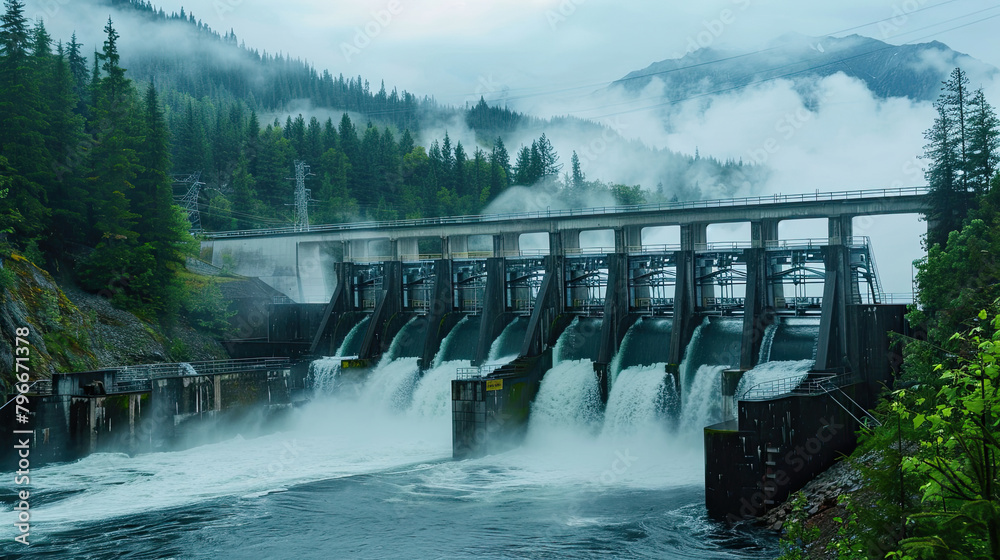 Hydro plant at a grand dam, utilizing flowing water for a significant part of our grid.