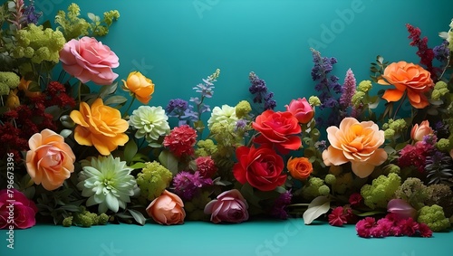Wallpaper Mural A Beautiful Multicolored Background with Successively Coloured Flowers, Stunning Successively Coloured Flowers for an Elegant Background, Successively Arranged with Elegance Against a Green Backdrop,  Torontodigital.ca