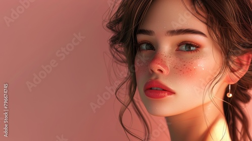 D render of a stunning and elegant babe in a cute style AI generated illustration
