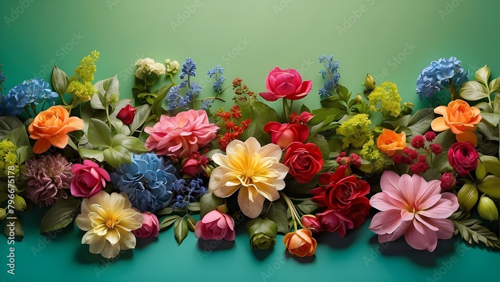A Beautiful Multicolored Background with Successively Coloured Flowers, Stunning Successively Coloured Flowers for an Elegant Background, Successively Arranged with Elegance Against a Green Backdrop, A Beautiful Multicolored Background with Successively Coloured Flowers, Stunning Successively Coloured Flowers for an Elegant Background, Successively Arranged with Elegance Against a Green Backdrop,