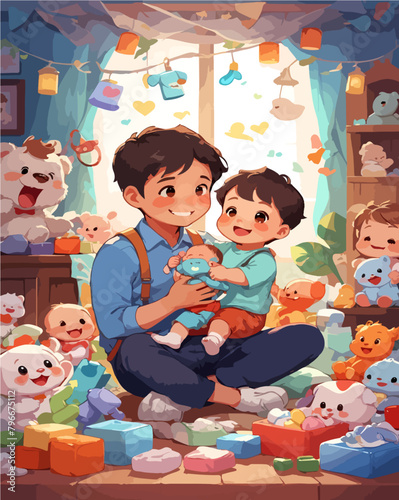 heartwarming logo featuring a cute baby boy playing