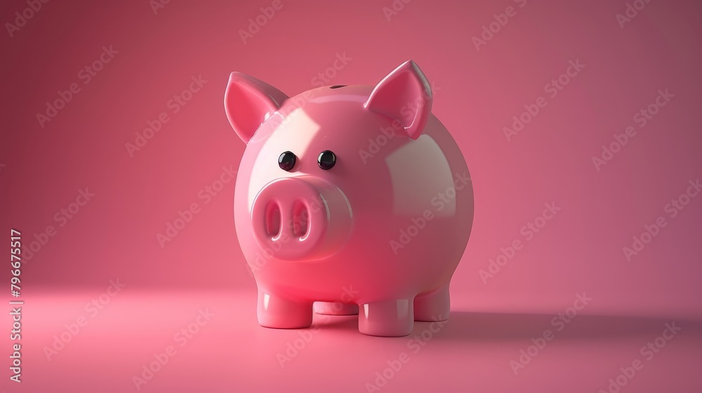 Design a cute abstract render of a cartoon piggy bank in 3D  AI generated illustration