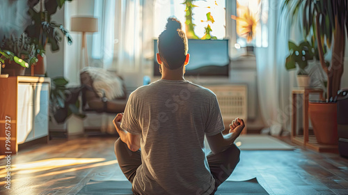 Remote Worker Yoga Break for Workday Wellness.