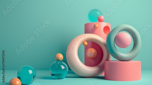Design an abstract 3D sculpture in a cute color scheme AI generated illustration