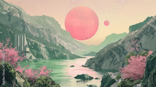 Dreamy landscapes with subtle medical references  AI generated illustration photo