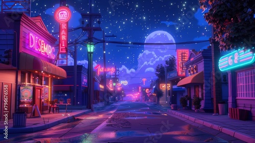 Dreamy summer nights in Memphis in a cute 3D aesthetic  AI generated illustration