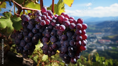 Beautiful appetizing juicy bunches of grapes. The theme of a healthy lifestyle and proper healthy eating.