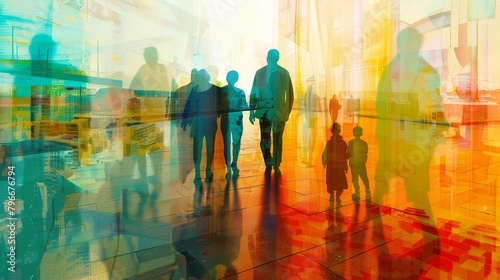 Dynamic composition of an abstract family group  AI generated illustration