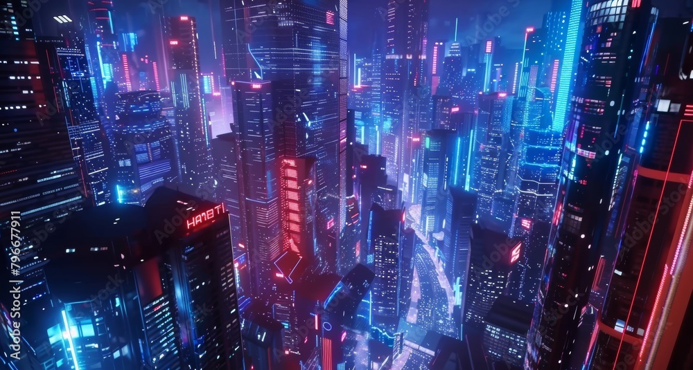 Exploring a futuristic cityscape in 3D style  AI generated illustration