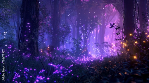 Exploring a magical 3D forest at twilight  AI generated illustration © ArtStage