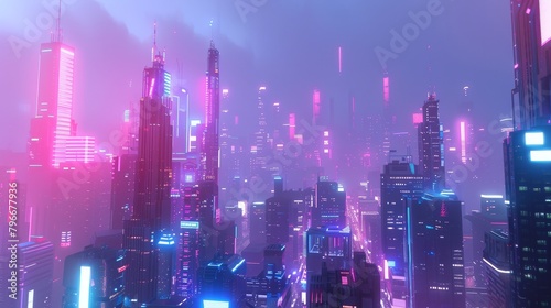 Exploring a futuristic cityscape in 3D style AI generated illustration