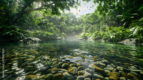 Vibrant River Ecosystem: Harmonious Life along Serene Waters photo