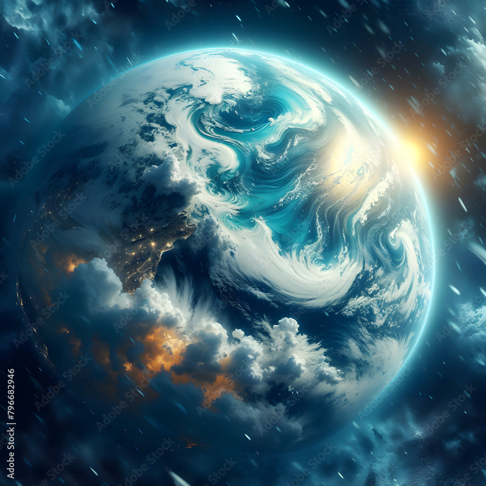 Naklejka premium blue planet in space
