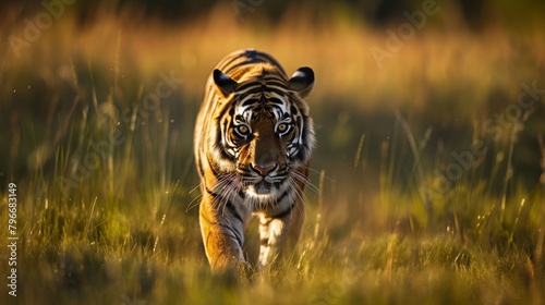 Fierce tiger stalking its prey AI generated illustration
