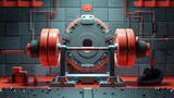 Funky 3D style of a weightlifting machine  AI generated illustration