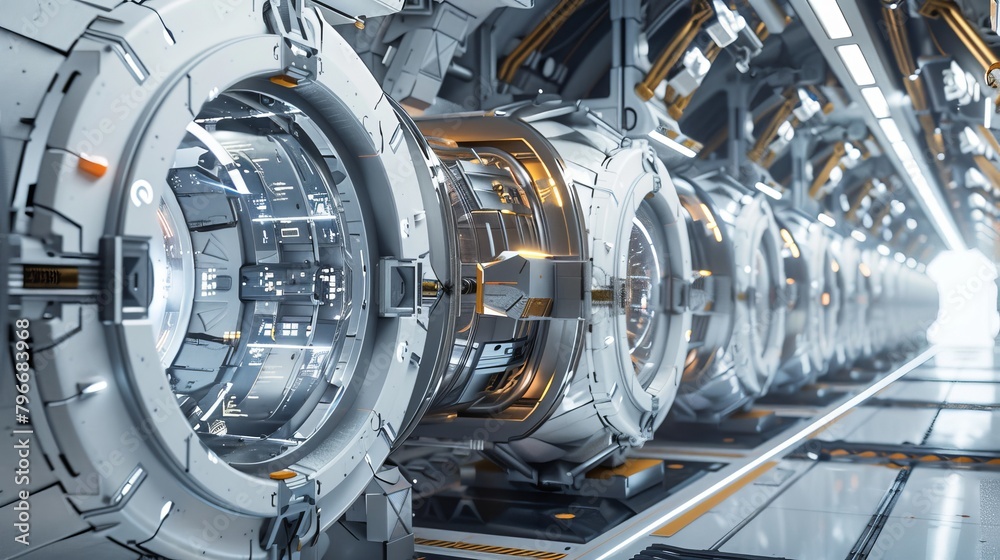Futuristic space station with modular pods AI generated illustration Futuristic space station with modular pods AI generated illustration