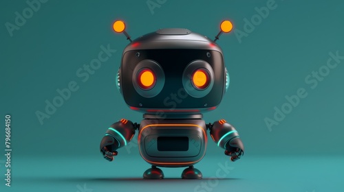 Generate a 3D render of a cute robot in Memphis style AI generated illustration