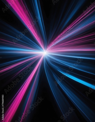 blue and pink light motion blur abstract on plain black background from Generative AI