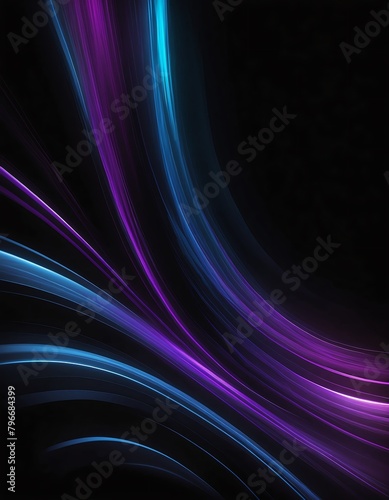 blue and purple light motion blur abstract on plain black background from Generative AI