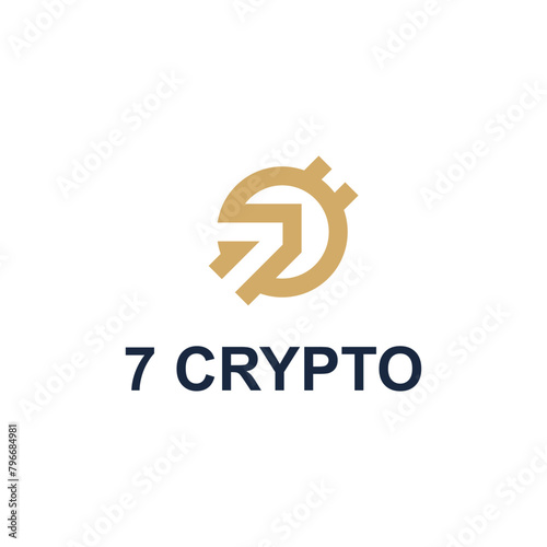 seven crypto simple sleek creative geometric modern logo design vector