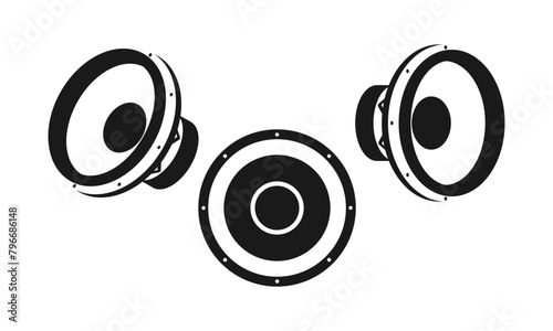 subwoofer audio loudspeaker icon set. vector illustration isolated on white background.