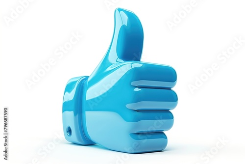 3D Blue Thumbs Up Like Icon on white background