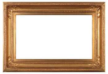 Wide antique picture frame on a transparent background, in PNG format.