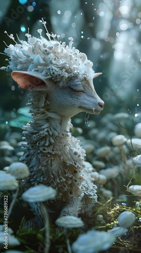white sheep in the forest