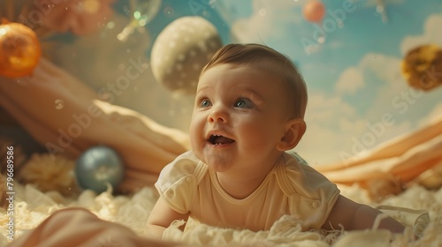 child playing with bubbles