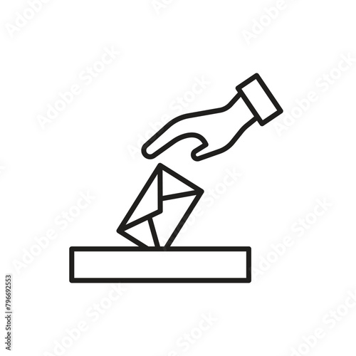 A letter to a mailbox, sending a letter. A voting icon, a hand throwing a ballot into a ballot box.