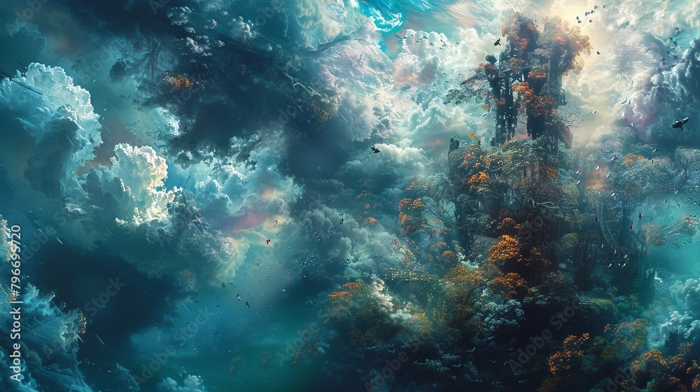 Naklejka premium Surrealist Abstractions That Blur The Line Wallpaper