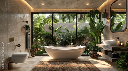 bathroom in colonial tropical architecture style