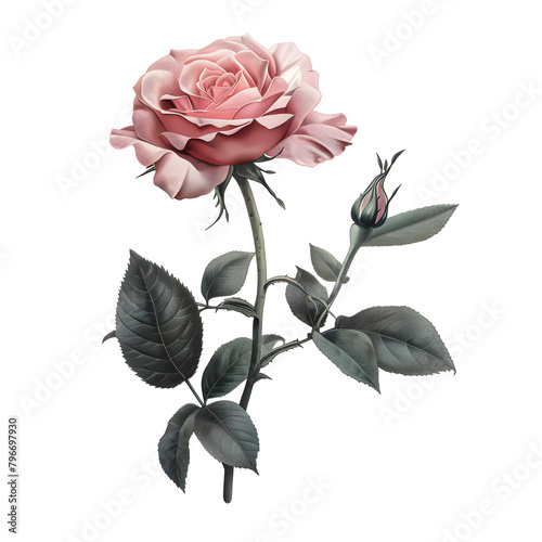 Clipart illustration a rose on white background. Suitable for crafting and digital design projects. A-0005 