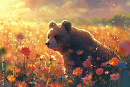 Flower bear outdoors nature.