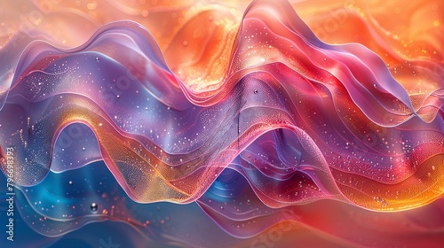 Visualize the sensation of euphoria through abstract patterns and shapes that pulse and shimmer with vibrant energy