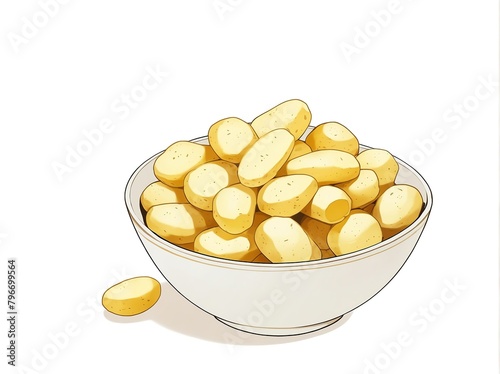 bowl of potato on plain white background from Generative AI