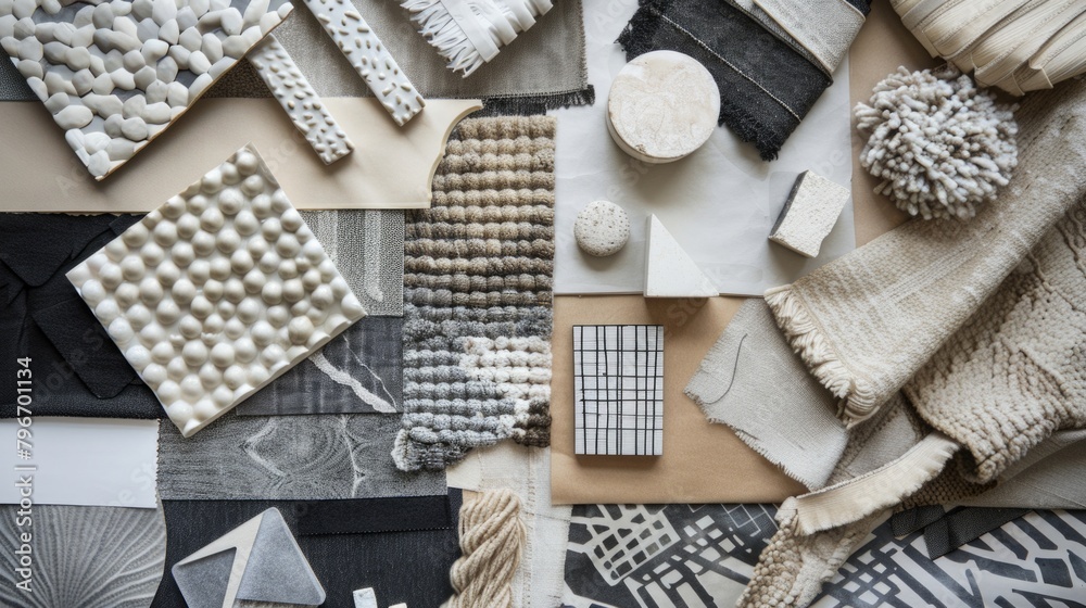 Fototapeta premium A collection of various textures and patterns, including a white
