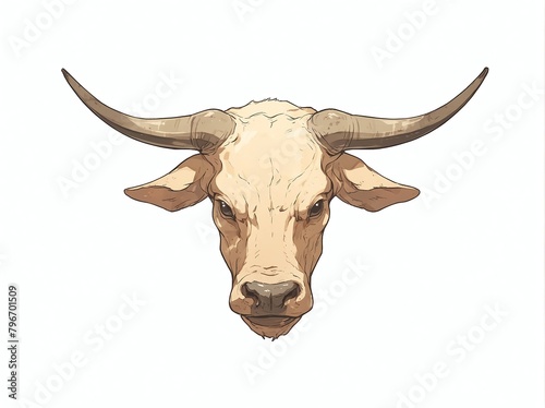 bull head on plain white background from Generative AI