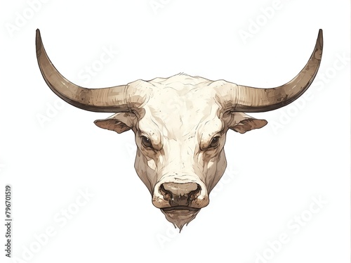 bull head on plain white background from Generative AI