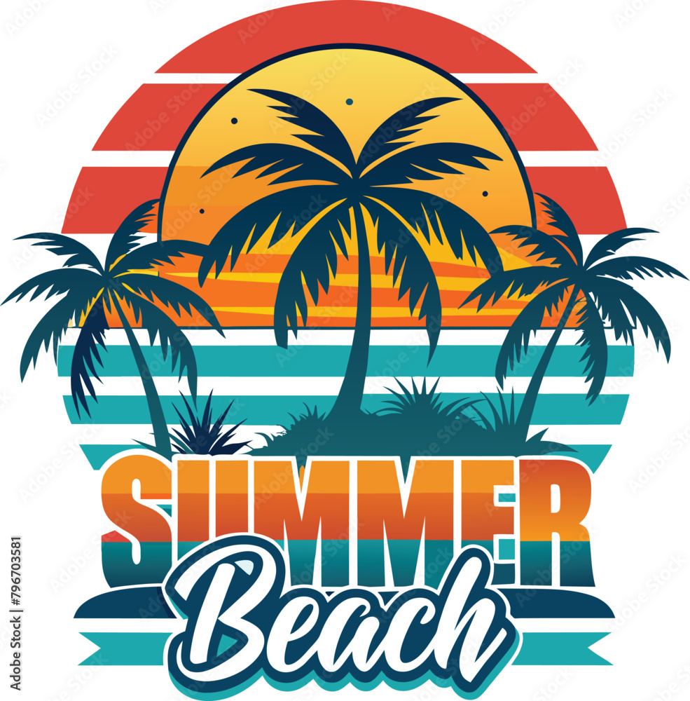 summer beach design, vector illustration in white background